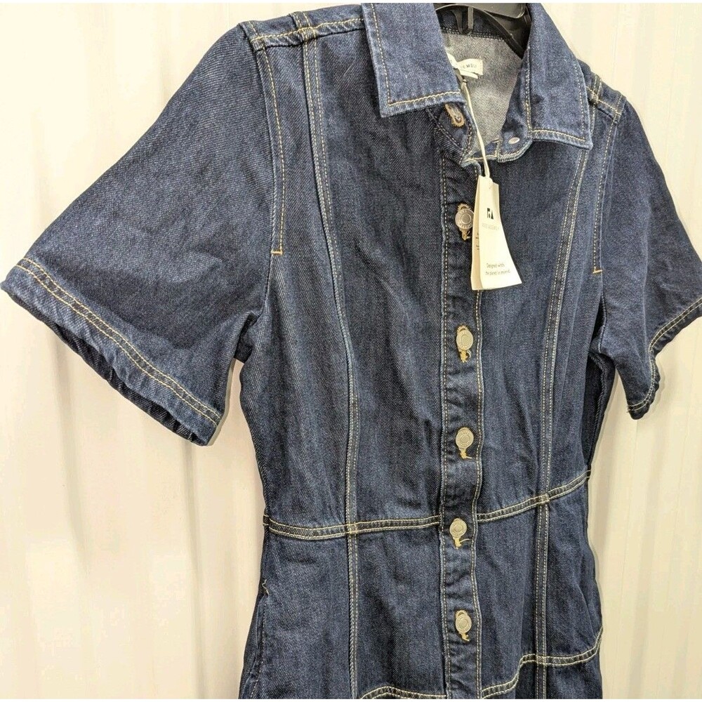 Y2K Western Cowgirl Denim Midi Dress Boho Cottagecore Button Front NWT Small - Picture 7 of 12